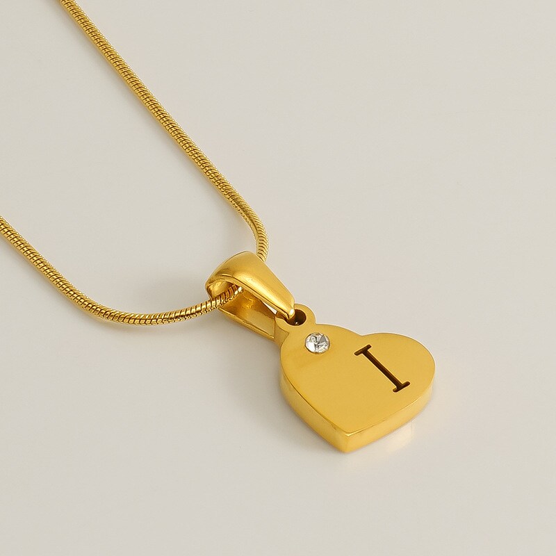 Gold color / 1 Piece Simple Series Simple Letter I Stainless Steel 18K Gold Plated Rhinestone Unisex Pendant Necklaces Picture9